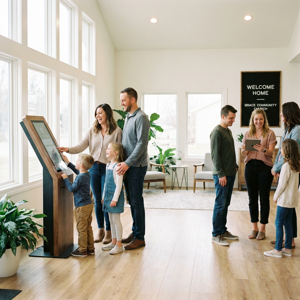 Family checking in at KidPass